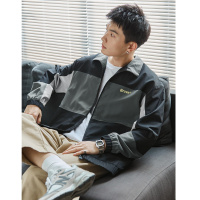 唐狮 男士外套款男装秋季款翻领三色拼梭织外套外套男秋季