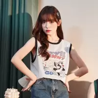 [1折价26.9元,叠加优惠券]唐狮 背心T恤女夏季新款韩版坎肩上衣兔八哥印花可爱流行百搭