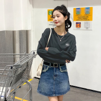 唐狮 |春季T恤女圆领左胸爱心韩版学院风长袖打底衫ins