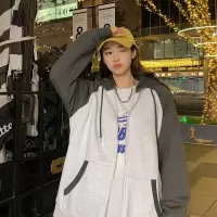 [1折价62.9元叠加优惠券]唐狮 |春季外套女新款连帽插肩袖时尚设计感小众学院风上衣百搭