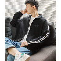 [1.5折价80元]唐狮 外套男男式外套立子拼条针织休闲外套男士外套男装外套