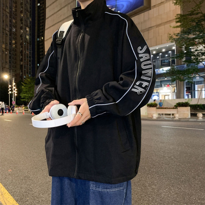 [1折价76.9元叠加优惠券]唐狮 男式外套立领侧边拼接男士外套男式夹克休闲外套夹克外套男