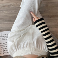 [1.5折价50元]唐狮 阔腿裤女时尚休闲肌理感休闲阔腿裤拖地垂感裸杏色休闲裤长裤女