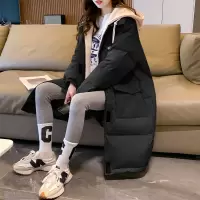 [1折价169.9元,叠加优惠券]唐狮 |冬季羽绒服女小众小标设计假两针织连帽长款外套潮