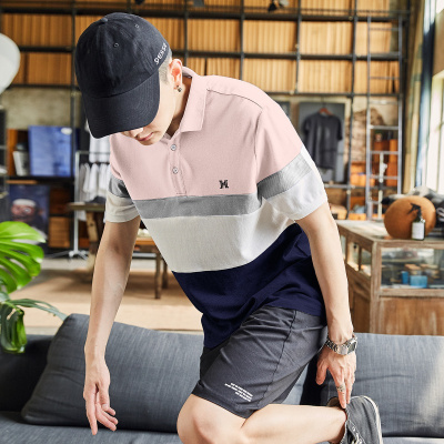 [2.5折价49元]唐狮 polo衫男polo衫男式T恤男宽条小翻领短袖polo衫
