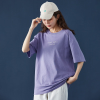 唐狮 |新款短袖T恤女上衣韩版休闲百搭前胸字母半袖T恤潮