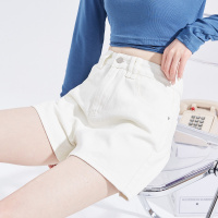 唐狮 | 夏季牛仔短裤女宽松直筒白色高腰基础合体百搭直筒牛仔短裤女