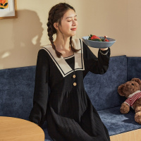 唐狮 |连衣裙女秋季新款韩版娃娃领学院风时尚百搭长袖连衣裙