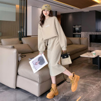 唐狮女春季新款圆领简约卫衣半裙休闲韩版宽松百搭