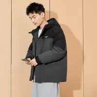 [3件8.5折484.4元,叠加优惠券]唐狮冬季新款男工装羽绒服连帽拼接防水短款厚外套冲锋少年潮