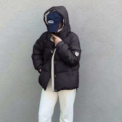 [8.5折价441.9元叠加优惠券]唐狮冬装女小众设计感带帽款羽绒服休闲短款绒网红风外套