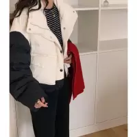 [3件8.5折509.9元,叠加优惠券]唐狮新款女羽绒服女新款拼色绒鸭绒外套冬季美拉德穿搭dx
