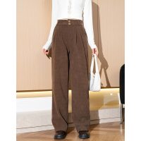 唐狮糯米裤新款女冬季显瘦百搭阔腿长裤加绒毛呢直筒休闲裤lj