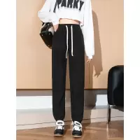 唐狮百搭束脚运动裤加绒2024新款女黑色显瘦高腰卫裤哈伦休闲裤lj