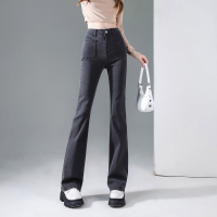 [1.5折价60元]唐狮秋季新款牛仔裤女修身显瘦微弹喇叭裤潮流时尚韩版黑色裤子