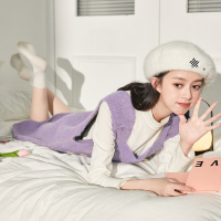 [8.5折]唐狮紫色背带裙韩系入秋连衣裙小个子秋季女装毛衣针织背心裙秋装