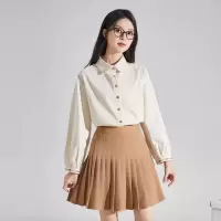 [3件8.5折152.9元,叠加优惠券]唐狮早秋新款长袖衬衫女法式甜美刺绣衬衣蕾丝叠穿内搭上衣