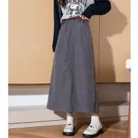 [3件8.5折127.4元,叠加优惠券]唐狮半身裙a字中长裙新款女秋冬高腰一步裙开叉包臀长裙qz