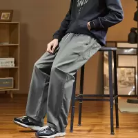 [3件8.5折127.4元,叠加优惠券]唐狮春秋季新款休闲裤宽松直筒工装裤男生裤子男黑色潮牌