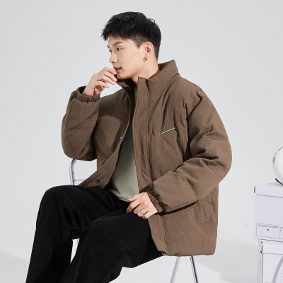 [8.5折价424.9元叠加优惠券]唐狮新款男羽绒服立领肌理面料前胸金属标面包服保暖厚实青少潮