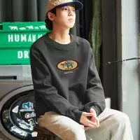 [3件8.5折84.9元,叠加优惠券]唐狮春秋季新款圆领卫衣男士宽松灰色无帽衫外套上衣男生潮牌