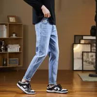 [3件8.5折101.9元,叠加优惠券]唐狮春季新款牛仔裤男修身弹力直筒小脚裤潮流经典百搭裤子男
