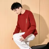 [3件8.5折118.9元,叠加优惠券]唐狮冬季新款男毛衣中国风文字绣花圆领毛衣国潮针织衫青少年