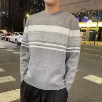 [3件8.5折144.4元,叠加优惠券]唐狮男士毛衣冬季新款简约撞色商务休闲男毛衫圆领灰色毛衣潮