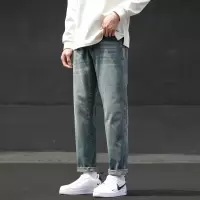 [3件8.5折127.4元,叠加优惠券]唐狮秋季新款男牛仔裤宽松直筒裤显瘦复古水洗美式潮流时尚裤子
