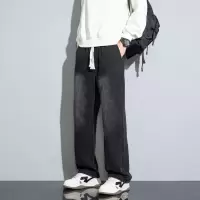 [3件8.5折135.9元,叠加优惠券]唐狮秋季新款男牛仔裤抽绳阔腿裤宽松美式潮牌帅气时尚裤子男