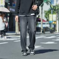 [3件8.5折135.9元,叠加优惠券]唐狮秋季新款男牛仔裤美式阔腿直筒裤复古水洗高街潮流时尚裤子