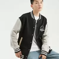 [3件8.5折212.4元,叠加优惠券]唐狮春秋冬季新款棒球服男外套加绒拼接棒球领休闲美式运动夹克潮