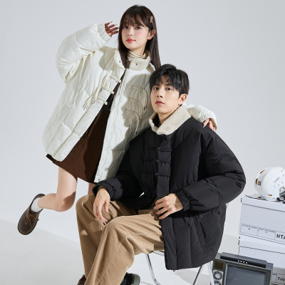 [2.5折价366元]唐狮冬季新款情侣羽绒服中国风立领拼接毛领盘扣设计感厚外套