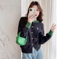 唐狮新款毛衣女秋冬宽松慵懒风高级感圆领针织开衫外套韩系qd