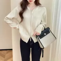 [3件8.5折118.9元,叠加优惠券]唐狮慵懒风连帽针织开衫女百搭双头拉链韩版宽松毛衣外套qd