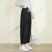 [3件8.5折110.4元,叠加优惠券]唐狮休闲裤女春夏新款高腰显瘦日系宽松萝卜直筒阔腿九分裤子