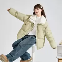 [3件8.5折399.4元,叠加优惠券]唐狮短款羽绒服女新款冬季仿羔毛立领防水小个子羽绒外套保暖