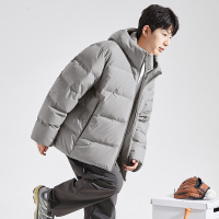 [2.5折价361元]唐狮冬季新款羽绒服男连帽短款韩版加厚保暖直充绒面包服外套