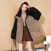 [3件8.5折390.9元,叠加优惠券]唐狮冬装新款女连帽羽绒服新款拼色短款休闲面包服美拉德穿搭