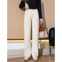 唐狮糯米裤新款女冬季显瘦百搭阔腿长裤加绒毛呢直筒休闲裤lj