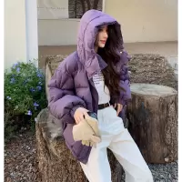[3件8.5折586.4元,叠加优惠券]唐狮甜美短款羽绒服女新款冬季粉色连帽面包服设计感小众dx
