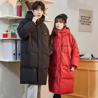 [3件8.5折475.9元,叠加优惠券]唐狮冬季新款情侣羽绒服长款男女装连帽立领上衣面包服加厚外套潮