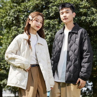 [8.5折价305.9元叠加优惠券]唐狮冬季新款情侣装羽绒服男女翻领轻薄时尚衬衫薄款宽松外套潮流