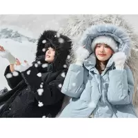 [3件8.5折458.9元,叠加优惠券]唐狮冬季新款羽绒服女过膝超长款可脱卸仿貉子毛领净色保暖厚外套