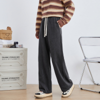 唐狮休闲裤女秋冬新款女装欧绵绒运动阔腿拖地裤基础百搭裤子