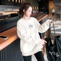 唐狮春季女圆领前胸小狗图案卫衣百搭上衣潮流韩系别致