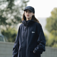 春季外套女连帽字母印花工装外套宽松bf风登山服百搭潮