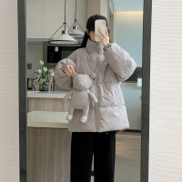 冬季棉衣女新款韩版简约立领外套送小熊包包韩系ins潮