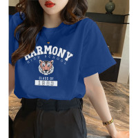唐狮清凉夏季短袖t恤女新款美式复古学院风老虎图案宽松上衣百搭