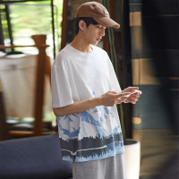 唐狮男式t恤短袖t恤男t恤男短袖图案渐变圆领短袖T恤男士t恤